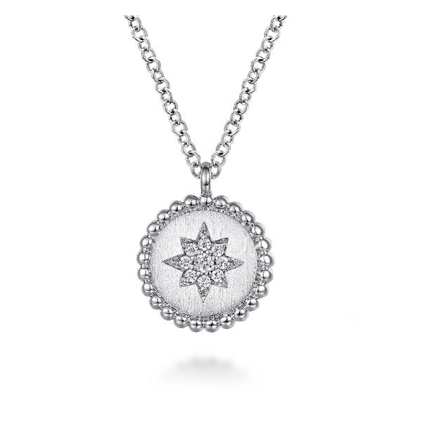 Sterling Silver Round Diamond Star Necklace